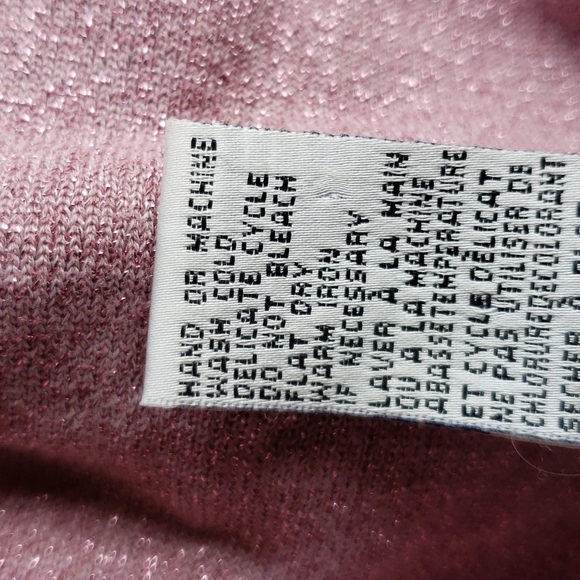 Vintage 90s Joseph A. Pink Metallic Shimmer Sweater Top sz L Women's - Picture 6 of 7